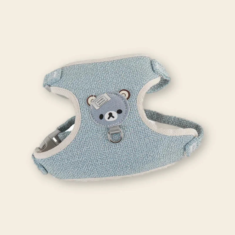 Harnais pour chien et chat bleu, vue de face