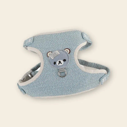 Harnais pour chien et chat bleu, vue de face