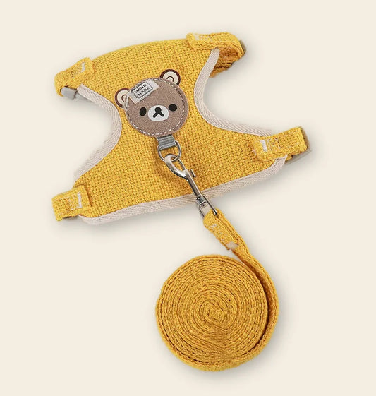 Ensemble harnais et laisse pour chien jaune