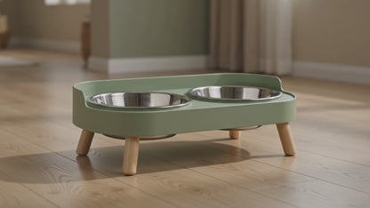 Gamelle surélevée double pour chien et chat – 2 bols amovibles